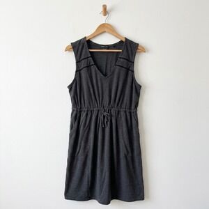 Prana Cozy Up Korinne Charcoal Gray Hemp Blend V-Neck Sleeveless Dress Large